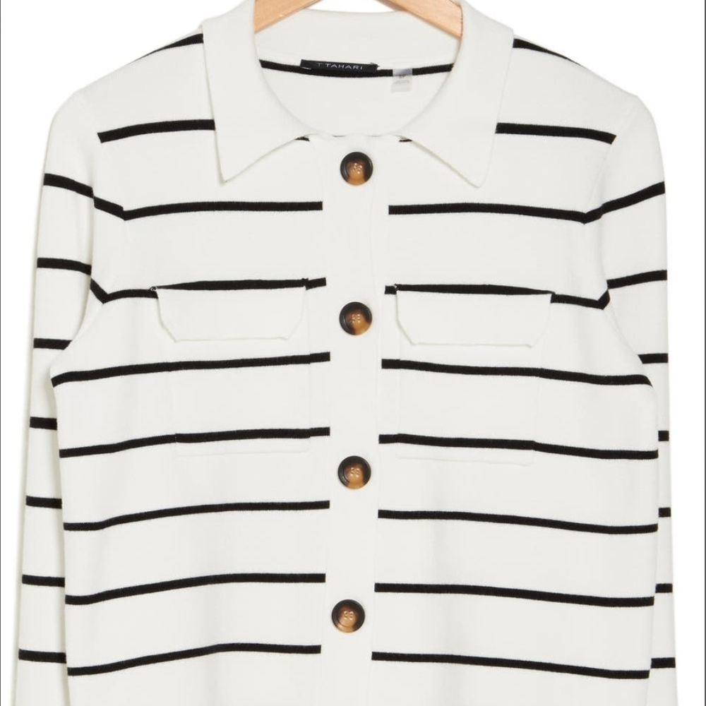 NWT  T Tahari Black and White cardigan